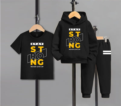 3IN1 _Winter Collection For Kids Hoddi +t shirt +Trouser_