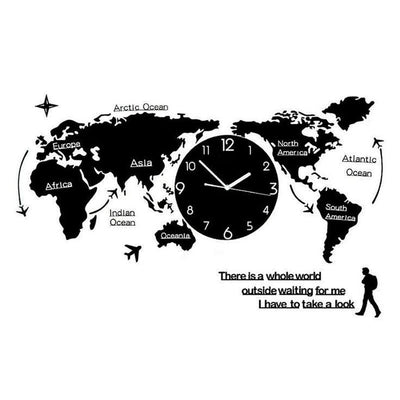 FLOERROYALE World Map Wall Clocks Modern Design 3D Digital Hanging Clock Ultra Quiet Acrylic Wall Watch, 29x13inches