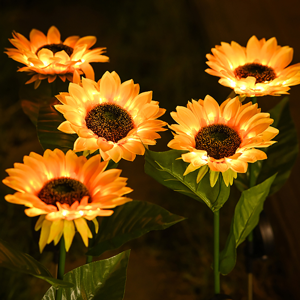 Solar Sunflowers Outside Garden Lawn Light Waterproof (PACK OF 2)