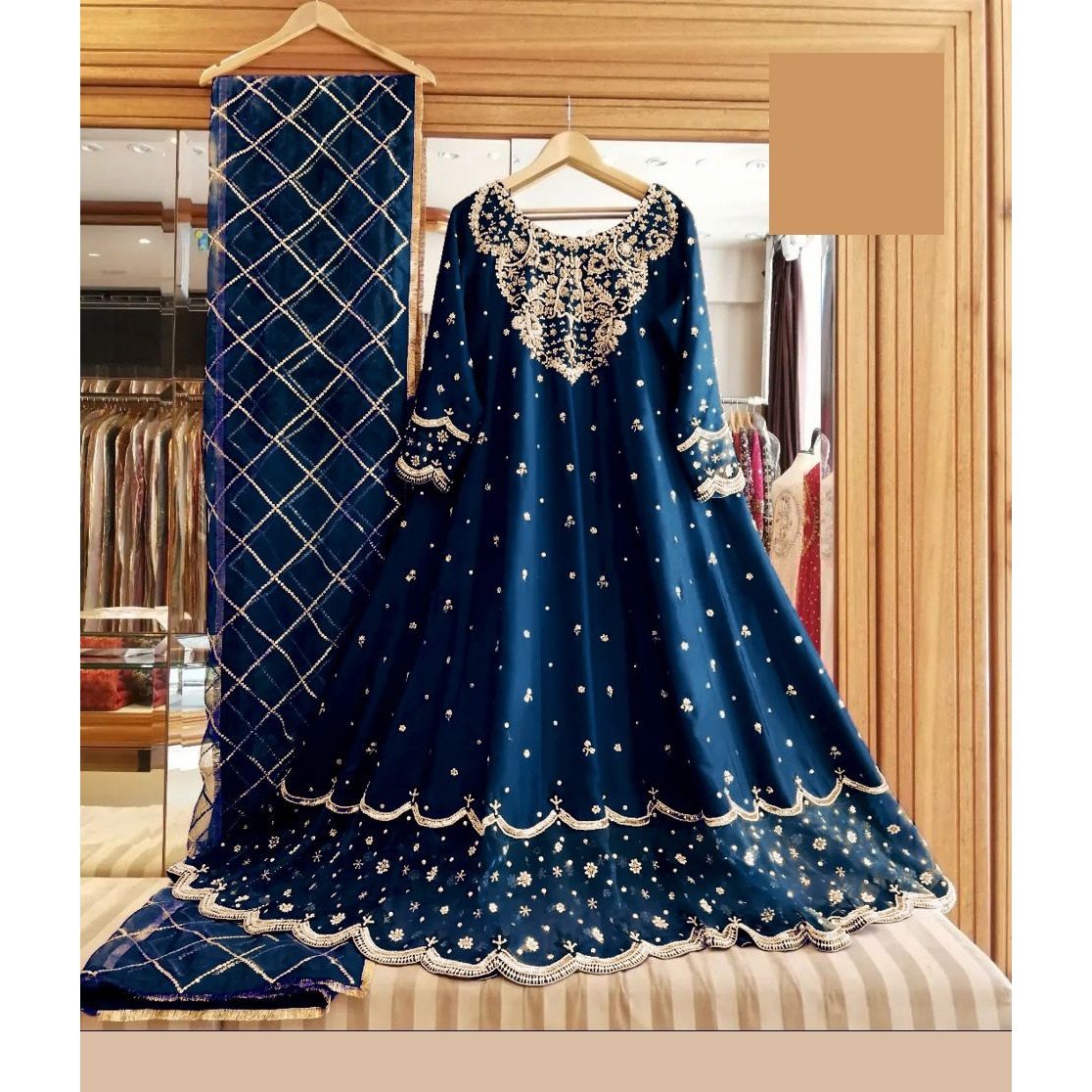 3 Piece Stitched Embroidered Maxi (Maxi, Dupatta, and Trouser)