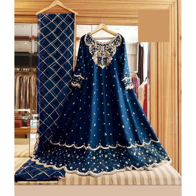 3 Piece Stitched Embroidered Maxi (Maxi, Dupatta, and Trouser)