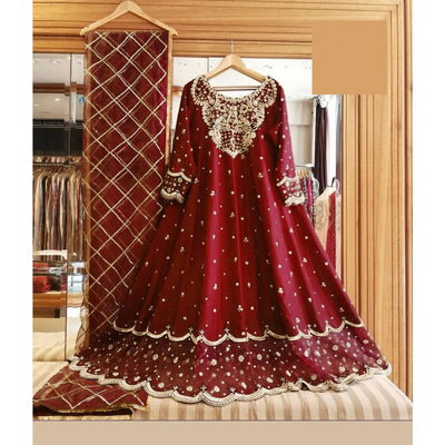3 Piece Stitched Embroidered Maxi (Maxi, Dupatta, and Trouser)