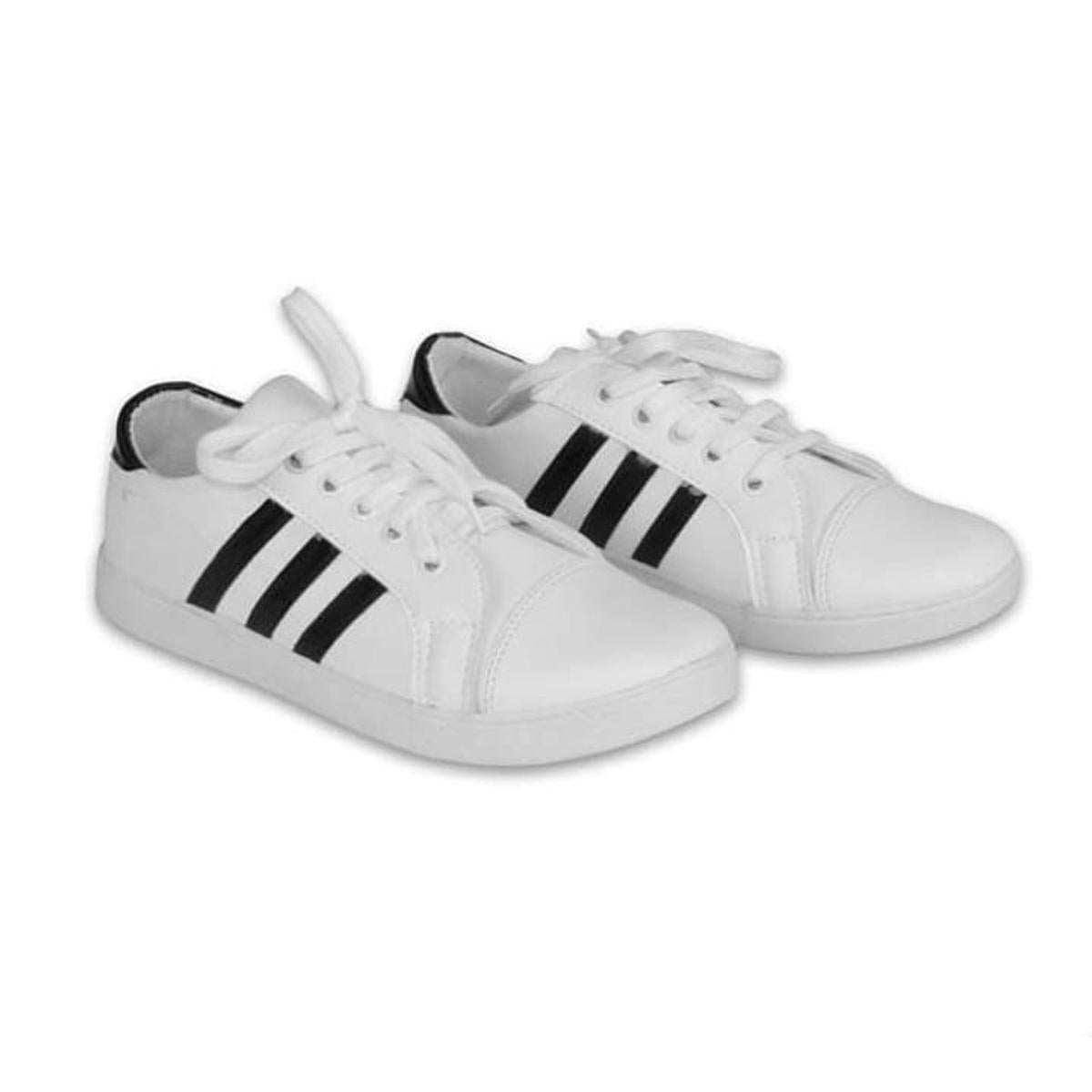 Classic White Sneaker with Black Stripe For Men