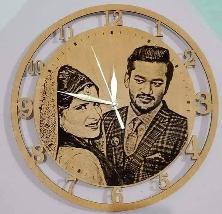 Engraved Wooden Photo Clock