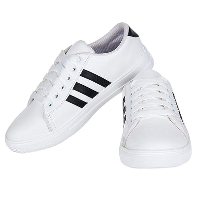 Classic White Sneaker with Black Stripe For Men