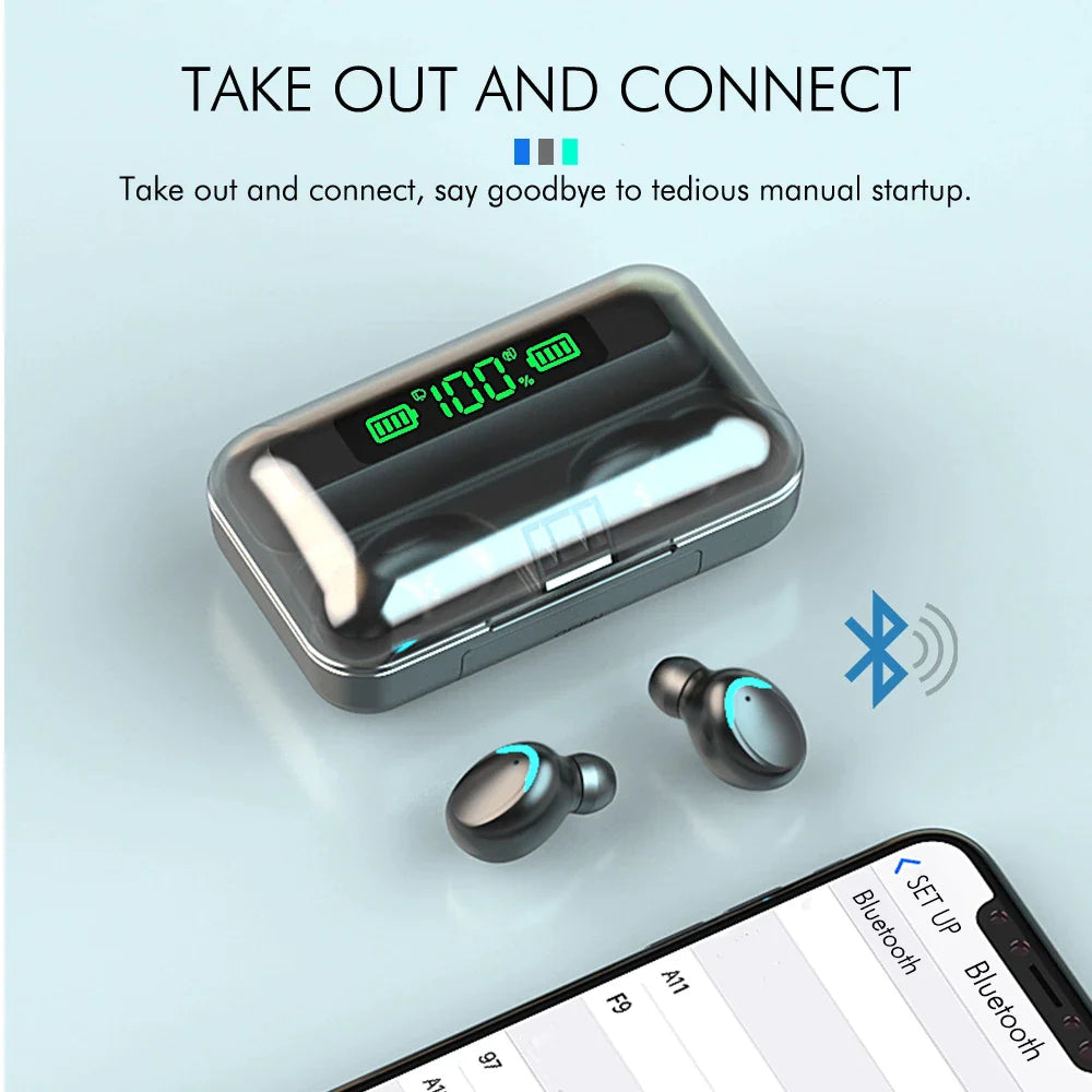 Touch Wireless Bluetooth Sports Earbuds With 2200-3500mAh Charging Box
