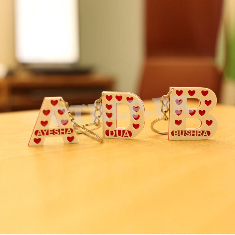 CUSTOMIZED NAME PRINTED ON ALPHABET SANDWICH KEYRING