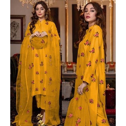 3 Piece Stitched Embroidered Maxi (Shirt, Dupatta, and Trouser)