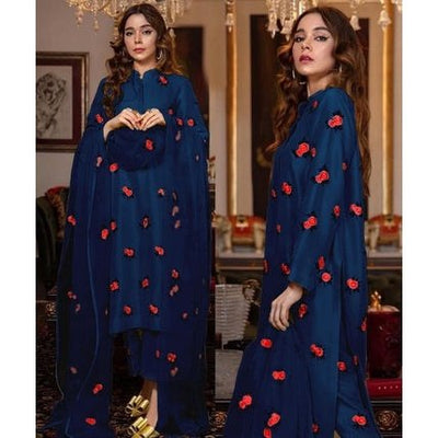 3 Piece Stitched Embroidered Maxi (Shirt, Dupatta, and Trouser)