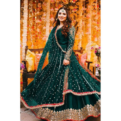 Traditional 3-Piece Maxi, Dupatta, and Trouser with Intricate Embroidery