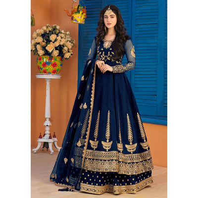 Traditional 3-Piece Maxi, Dupatta, And Trouser With Intricate Embroidery