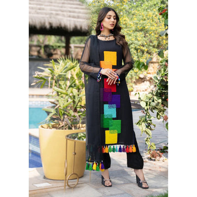3 Piece Stitched Embroidered Maxi (Shirt, Dupatta, and Trouser)