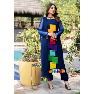 3 Piece Stitched Embroidered Maxi (Shirt, Dupatta, and Trouser)