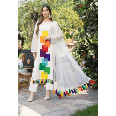 3 Piece Stitched Embroidered Maxi (Shirt, Dupatta, and Trouser)
