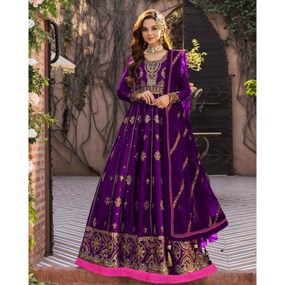3 Piece Stitched Embroidered Maxi (Maxi, Dupatta, and Trouser)
