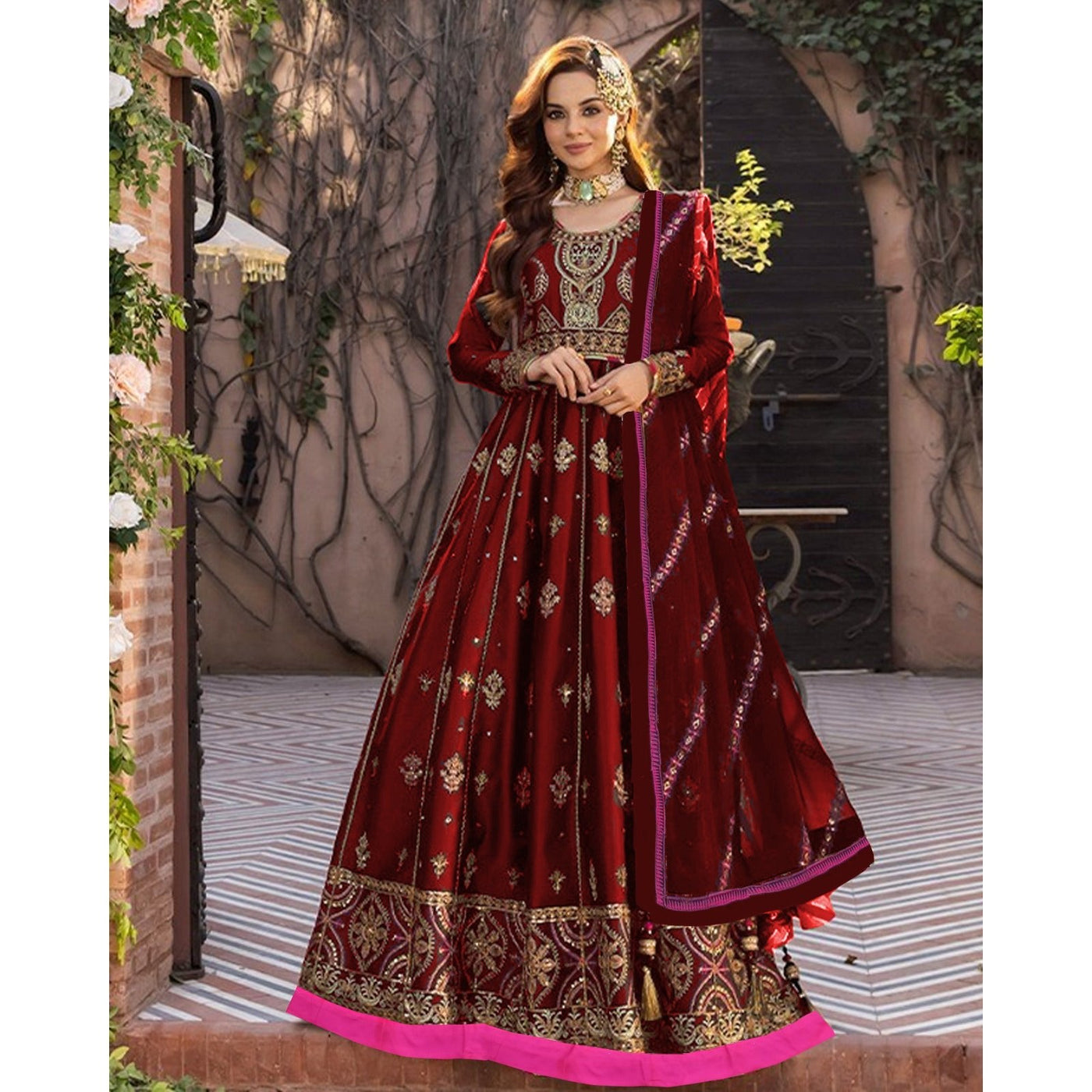 3 Piece Stitched Embroidered Maxi (Maxi, Dupatta, and Trouser)
