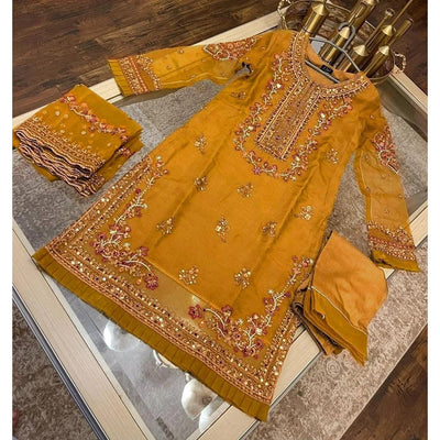 STITCHED EMBROIDERED 3 PIECE SUIT