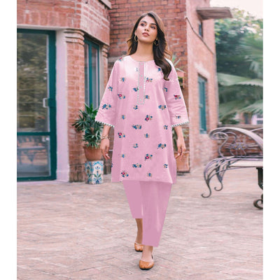 STITCHED EMBROIDERED 2 PIECE SUIT