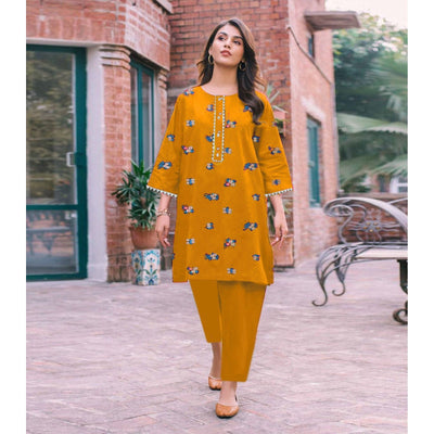 STITCHED EMBROIDERED 2 PIECE SUIT