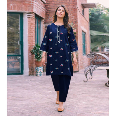 STITCHED EMBROIDERED 2 PIECE SUIT