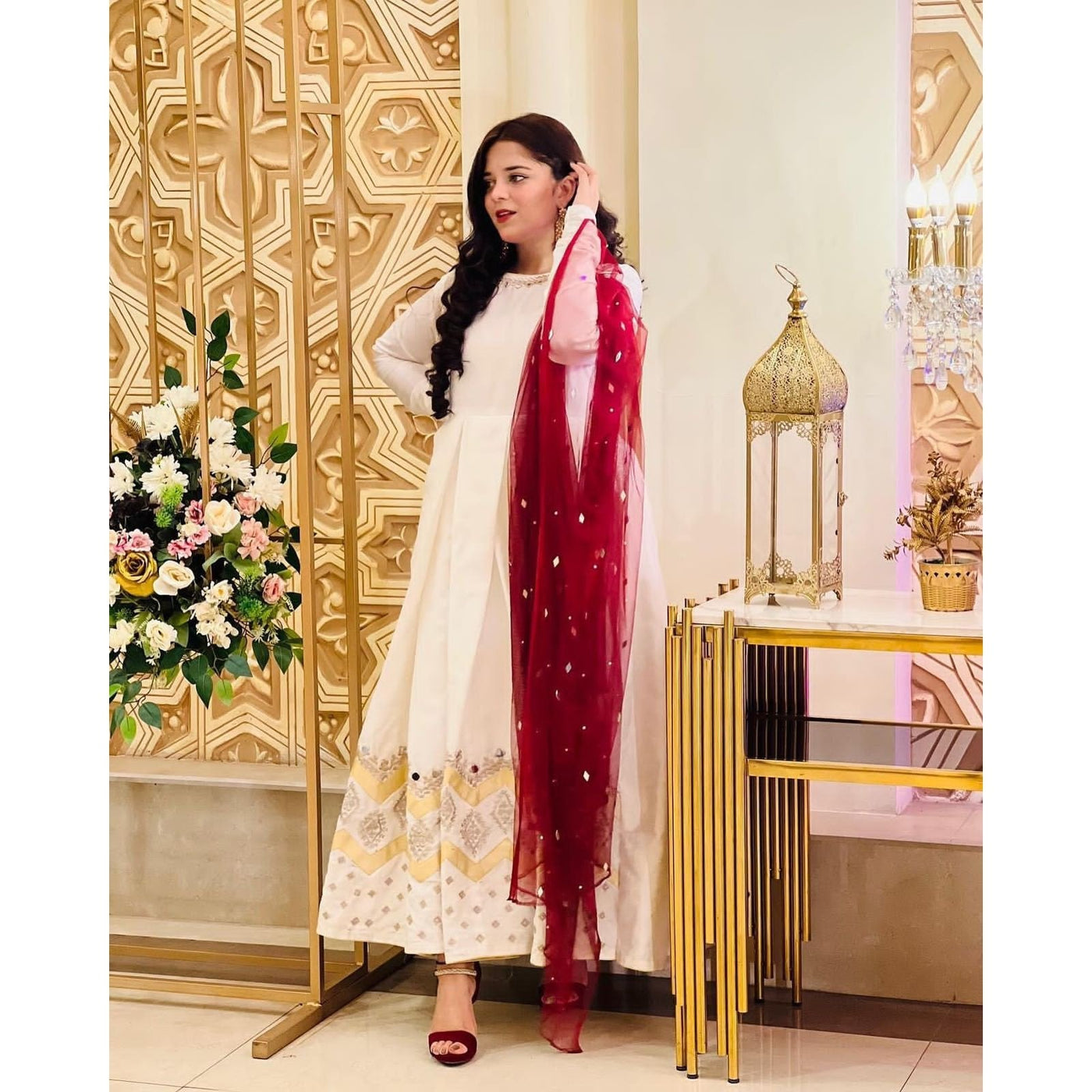 STITCHED EMBROIDERED 3 PIECE SUIT