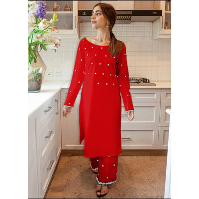 STITCHED EMBROIDERED 2 PIECE SUIT