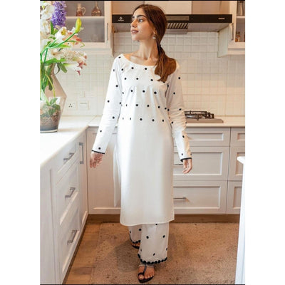 STITCHED EMBROIDERED 2 PIECE SUIT