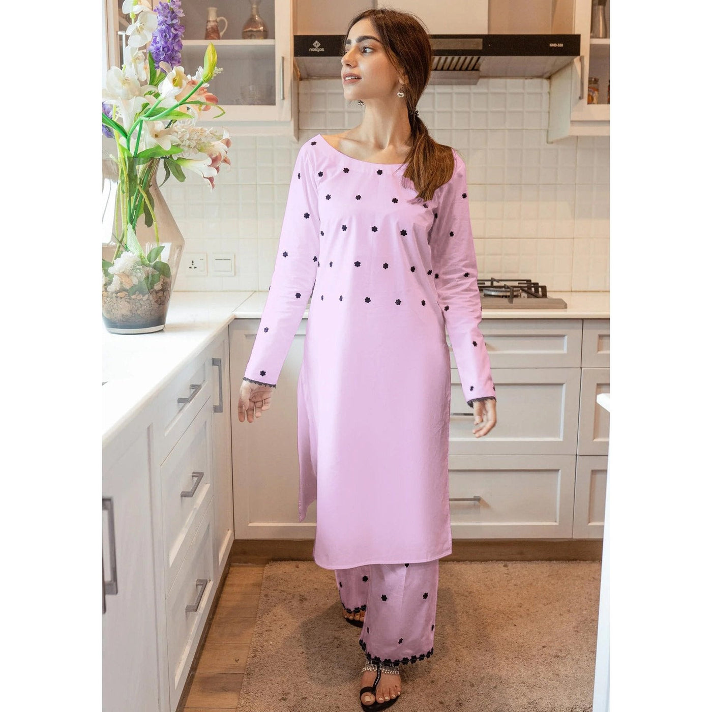 STITCHED EMBROIDERED 2 PIECE SUIT
