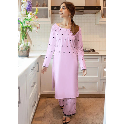 STITCHED EMBROIDERED 2 PIECE SUIT
