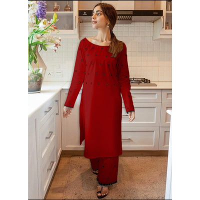 STITCHED EMBROIDERED 2 PIECE SUIT