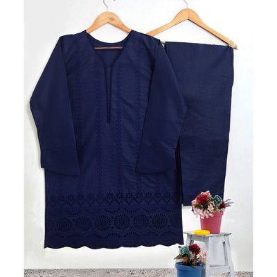 Classic Chikan Kari Two-Piece: Stitch Shirt and Trouser Ensemble