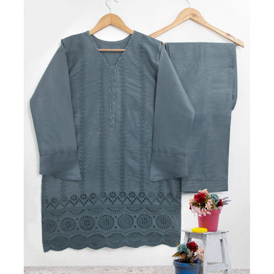 Classic Chikan Kari Two-Piece: Stitch Shirt and Trouser Ensemble