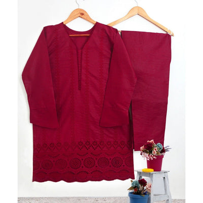 Classic Chikan Kari Two-Piece: Stitch Shirt and Trouser Ensemble