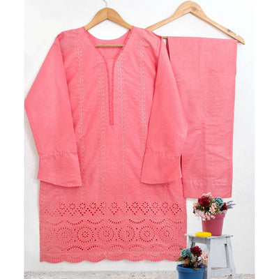 Classic Chikan Kari Two-Piece: Stitch Shirt and Trouser Ensemble
