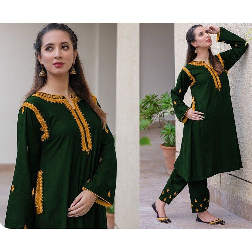 STITCHED EMBROIDERED 2 PIECE SUIT