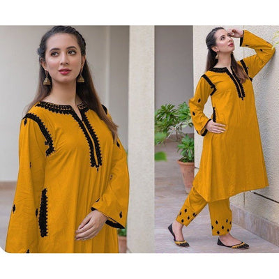 STITCHED EMBROIDERED 2 PIECE SUIT