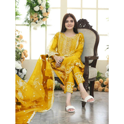 3 Piece Stitched Embroidered Maxi (Shirt, Dupatta, and Trouser)