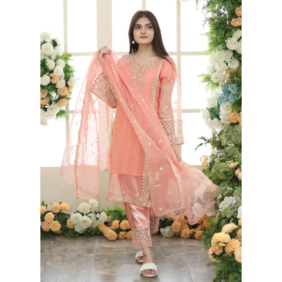 3 Piece Stitched Embroidered Maxi (Shirt, Dupatta, and Trouser)